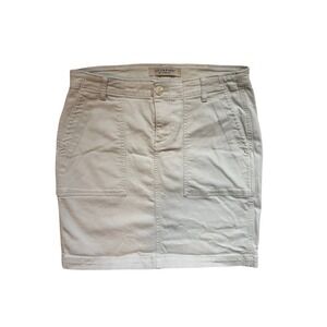 Liverpool Womens Cotton Blend Utility Mini Skirt Beige Coastal Minimalist Casual